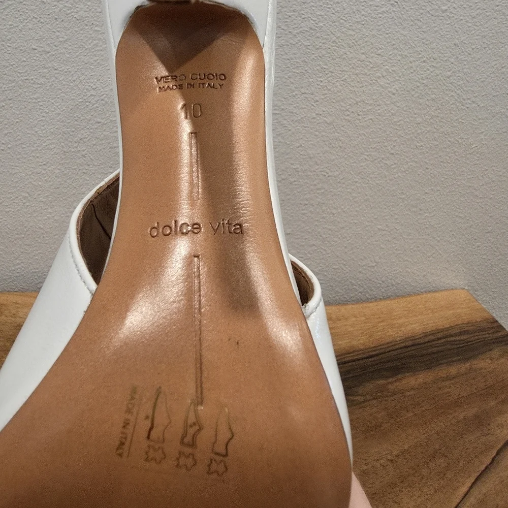 Dolce Vita Geena Bone White Leather Sling Back Heels -NWOT